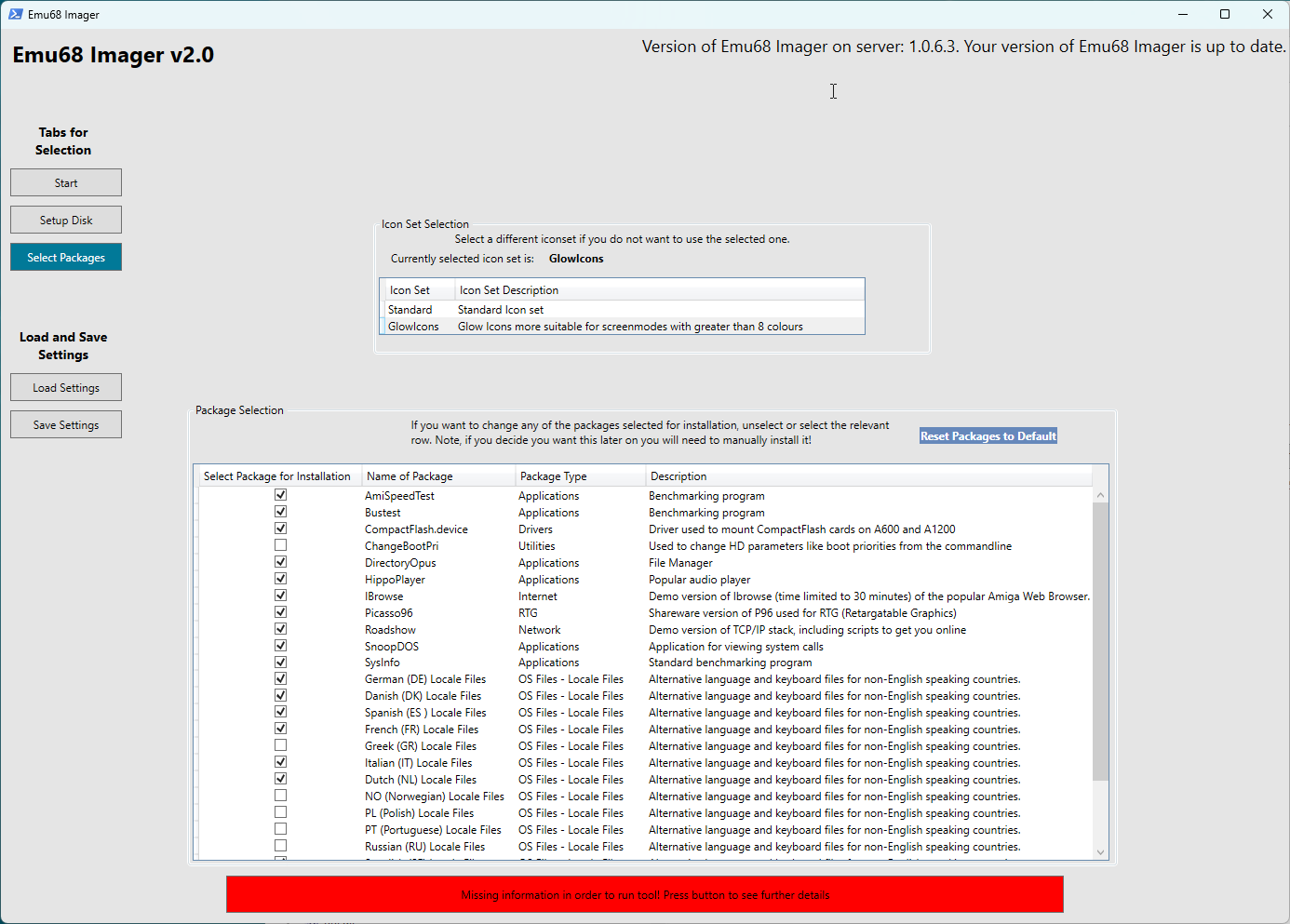 Select Packages Screenshot